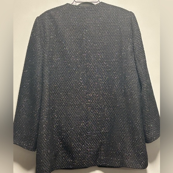 Alfred Dunner Black Over Coat w/Matelic Threading  , Size 16 - Picture 2 of 10